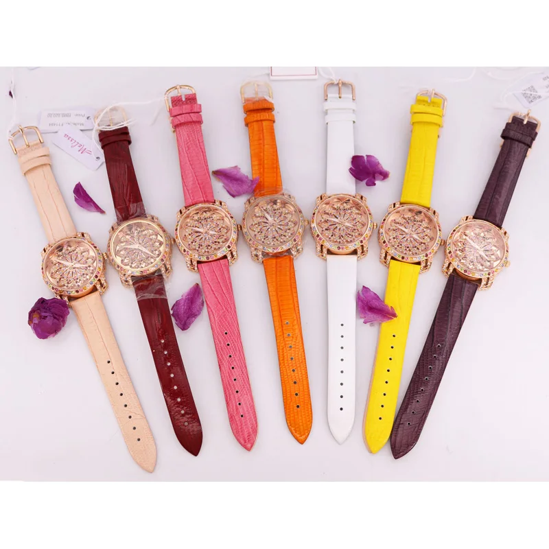 Часы женские с цветами и кристаллами F11484|montre fashion|montre watchmontre g |