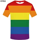 Футболка мужская с принтом радуги KYKU, повседневная тенниска в стиле Харадзюку, Готическая майка с коротким рукавом, цвет в ассортименте