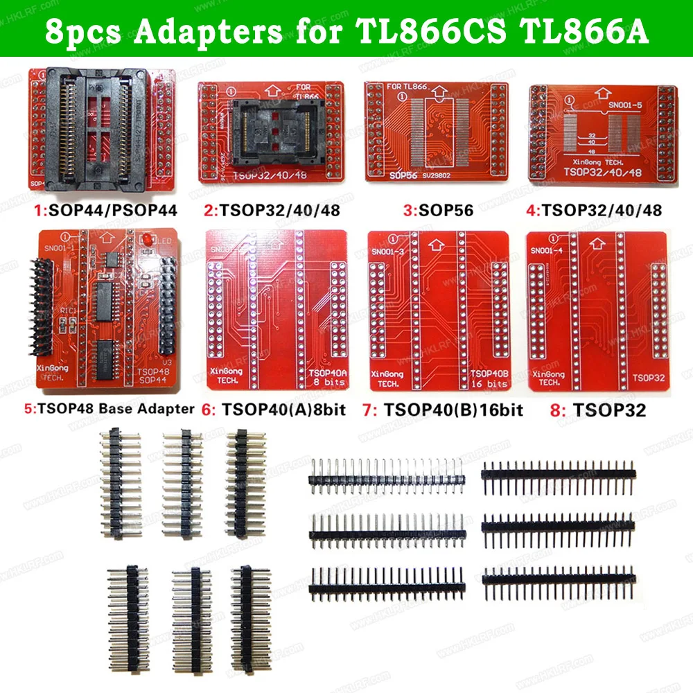 8 шт. TSOP32 TSOP40 TSOP48 SOP44 SOP56 набор адаптеров для MiniPro TL866A TL866CS TL866II Plus USB Универсальный
