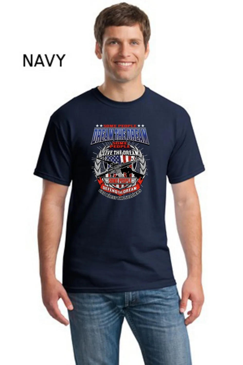 Patriotic Military Armed Force Dream The Mens Short T-Shirt Cotton Sleeve O-Neck Tops Tee Shirts | Мужская одежда