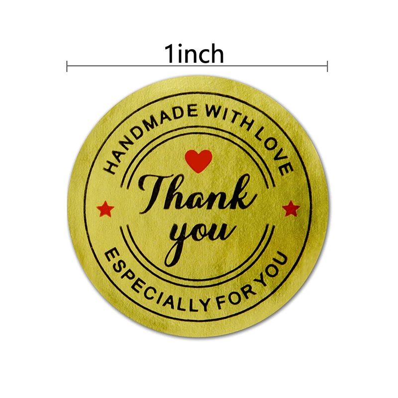 500 шт этикетки круглые золотые яркие &quotспасибо&quot наклейки для печати