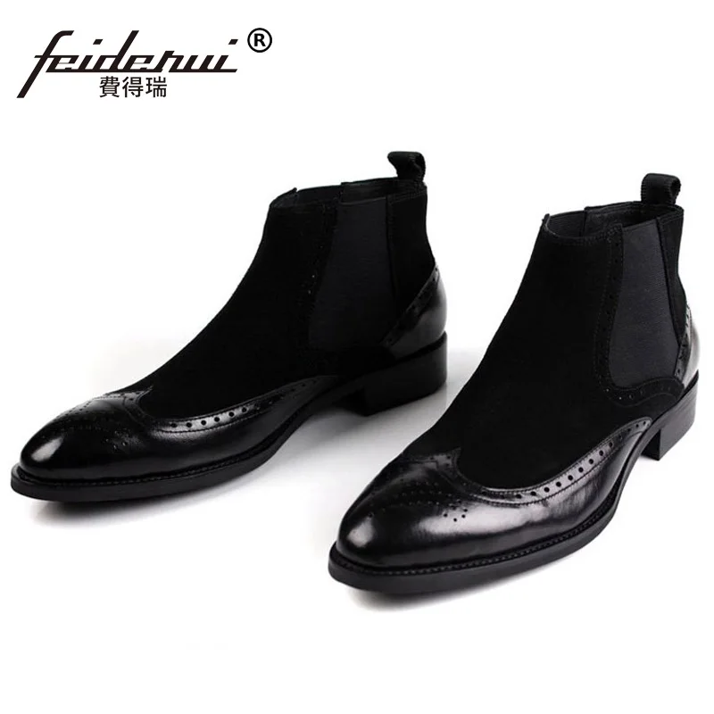 Винтажные Брендовые мужские оксфорды с перфорацией дизайнерские замшевые