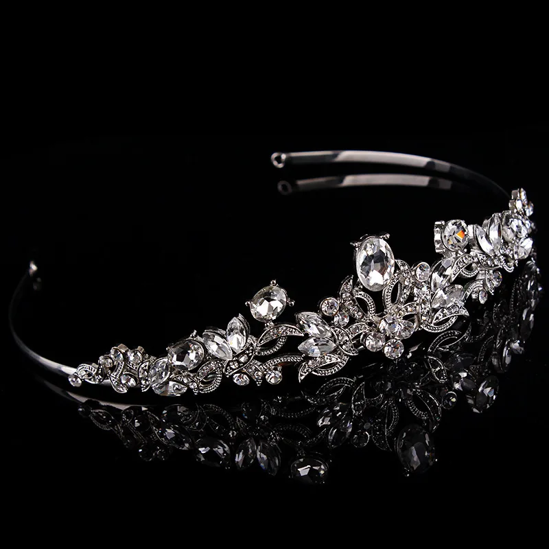 SLBRIDAL Арт Деко Стразы свадебная тиара Свадебная Корона повязка на голову