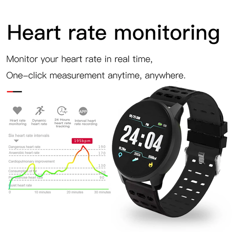2019 Новые смарт-часы кровяное давление пульсометр спортивный режим для мужчин и