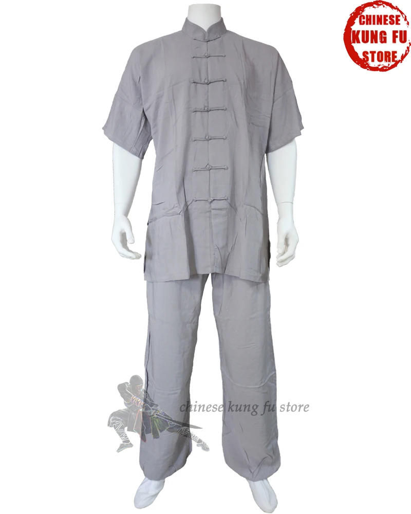 Высококачественный летний хлопковый костюм кунг фу с короткими рукавами
