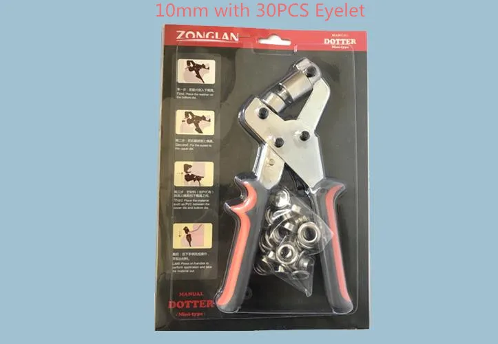 10mm Manual Dotter Мини Ручной Дозатор ушко-ручка перфоратора пресс Пробивной инструмент для люверсов плоскогубцы рекламные пробивные Клещи инструмент для постеров - Цвет: 10mm Manual Dotter