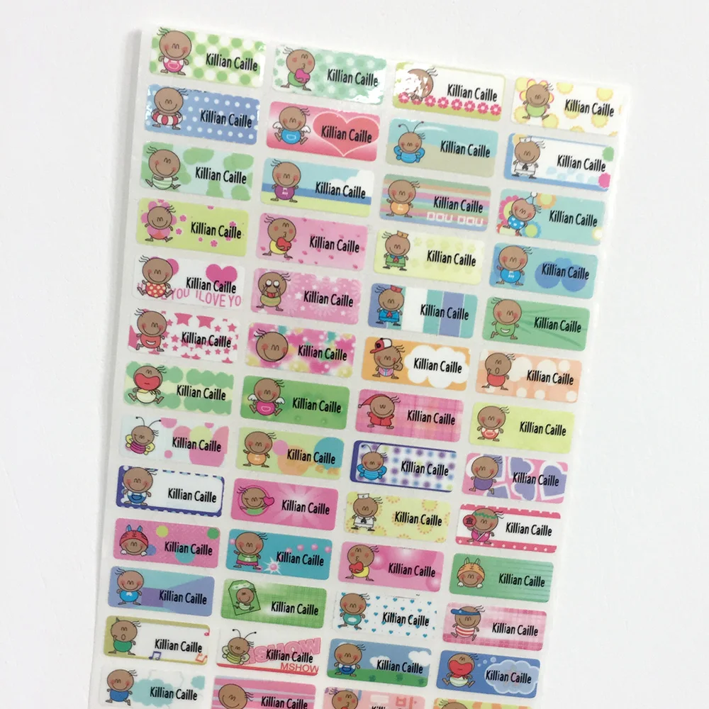 100Pcs Cute Bean Boy Name Stickers Waterproof Personal Tags Customize Labels For Children Daycare Scrapbooking School Stationery