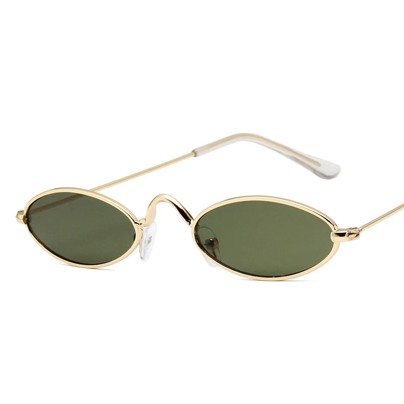 Golden green XIWANG Европейский Американский многоцветный Металл маленькая оправа солнцезащитные очки ретро эллиптическая оправа модные океанские листовые солнечные очки - Цвет линз: Golden green