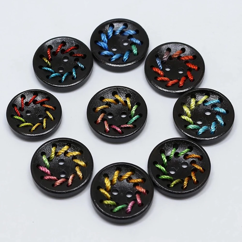 10 шт. разноцветные Круглые деревянные пуговицы | Дом и сад