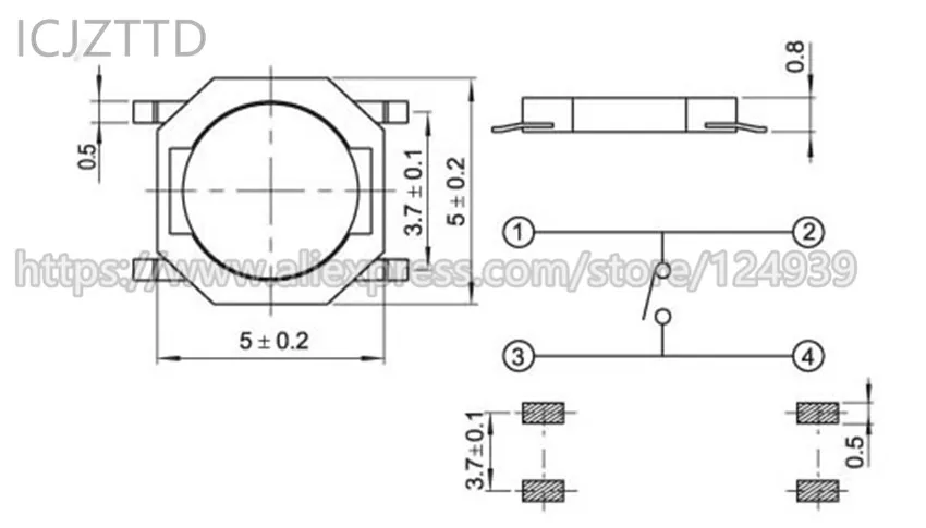 100 шт. 4x4x0 8 мм 5*5*0 5x5x0 4*4 * SMD Микропереключатель тактовый Переключатель кнопочный