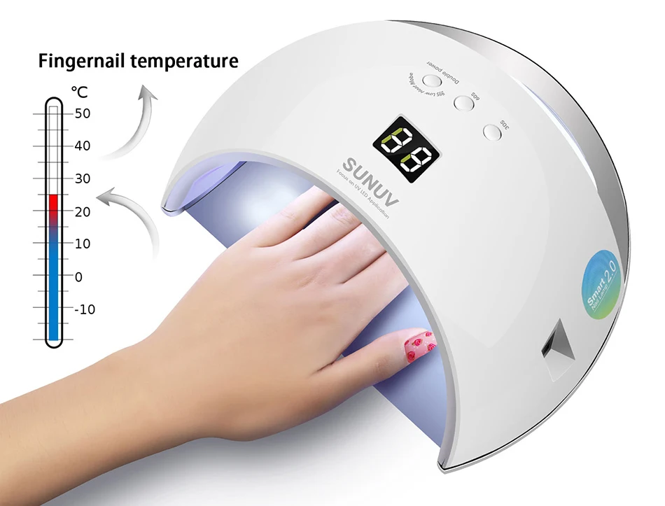 SUN UV SUN6 48 Вт Сушилка для ногтей с автоматическим датчиком, портативная Ультрафиолетовая лампа для сушки при слабом нагреве, модель с двойной мощностью для быстрого маникюра, светодиодная лампа