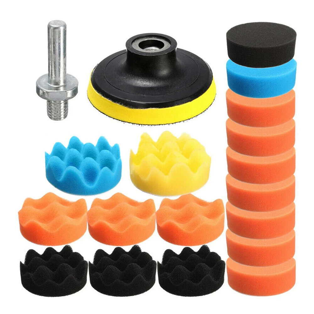 

3 Inch 19Pcs 80mm Sponge Buff Buffing Polishing Pad Kit Set For Car Polisher Buffer Car Maintenance Accessories For Car Polisher