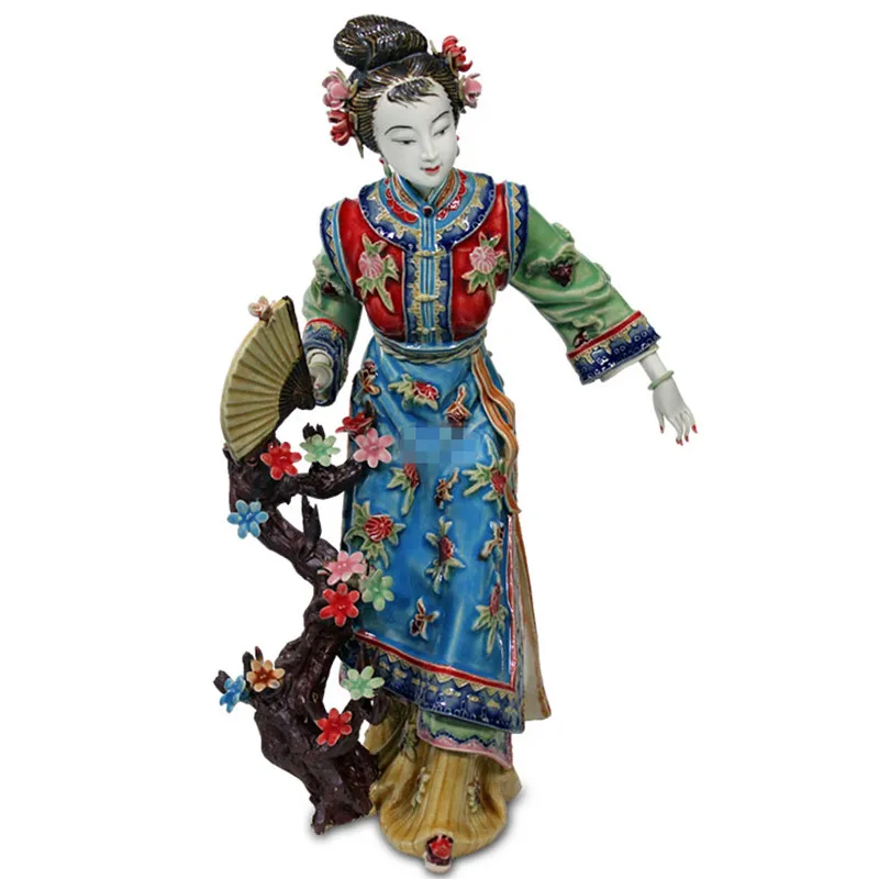 

Chinese Dream Of The Red Chamber Twelve Flowers Of Jinling Baochai Flapping Butterfly Ceramics Craftwork Statue Ornaments X1776