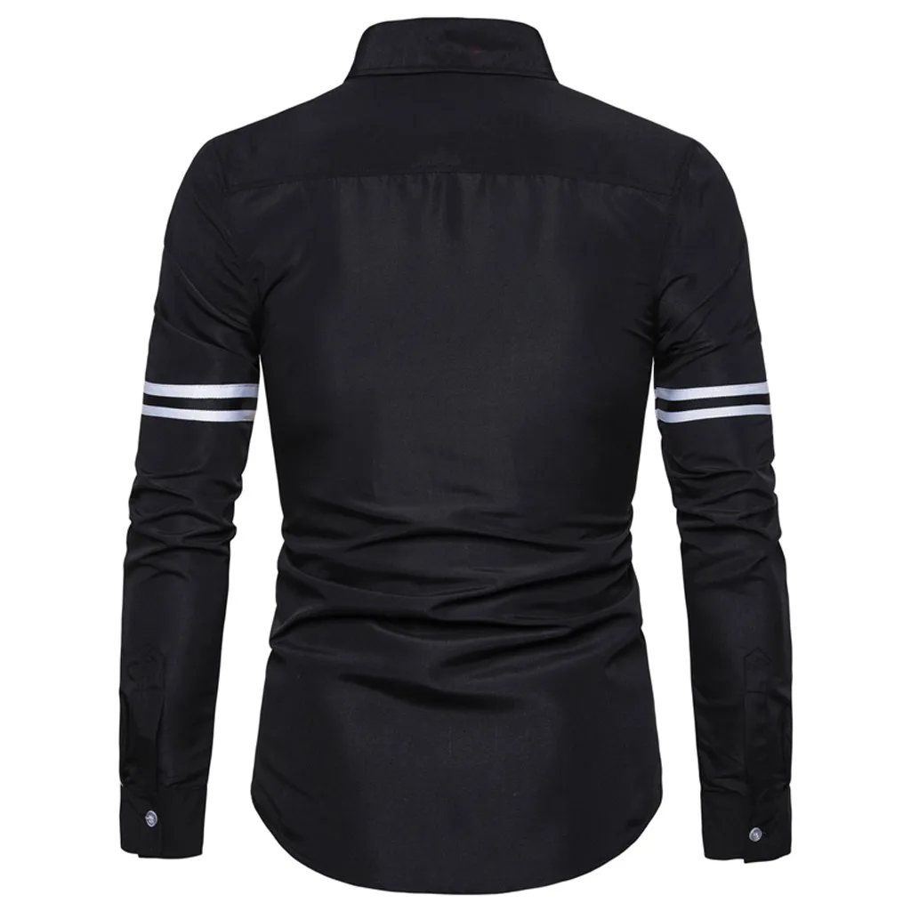 

shirt men streetwear chemise homme summer men shirt Splicing Button Long Sleeve Shirt Fashion Long Sleeve Blouse Top Y613