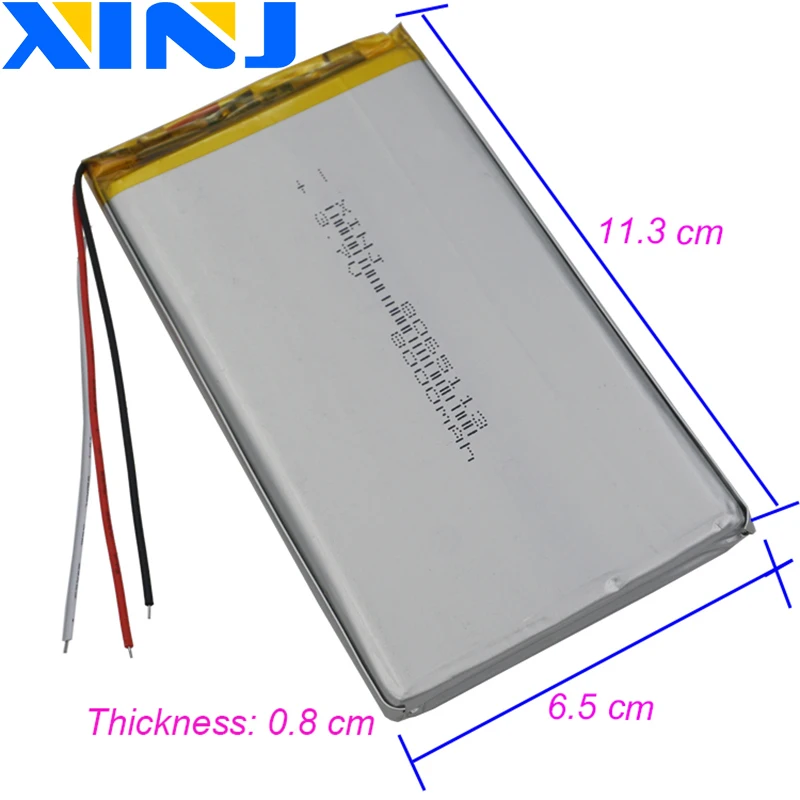 XINJ 3 7 V 8000 mAh провода для термистора Li Po полимерная батарея 8065113 ipod Портативный ТВ
