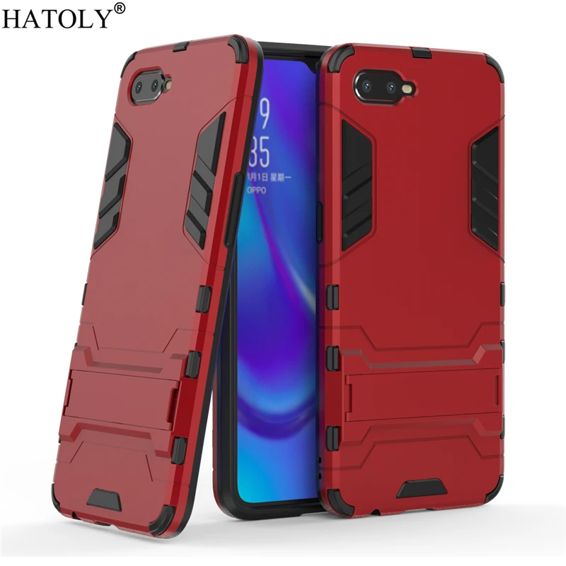 Чехол для OPPO K1 резиновый армированный чехол бампер с роботом жесткая задняя