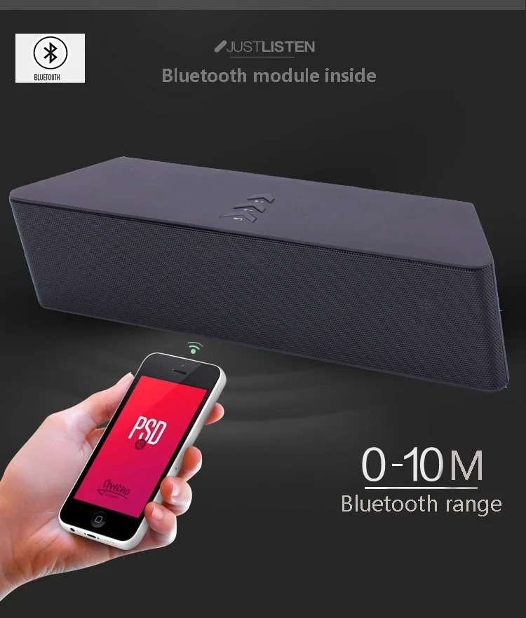 С FM антенной Bluetooth динамик беспроводной портативный стерео сабвуфер USB TF mp3 плеер