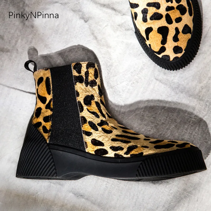 Роскошные женские ботильоны из конского волоса натуральной кожи с принтом зебры