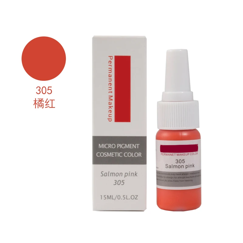 305 salmon pink Постоянный пигмент для перманентного макияжа, чистое органическое жидкий пигмент 1/2 унции)(15 мл) для бровей чернил для татуажа - Цвет: 305 salmon pink