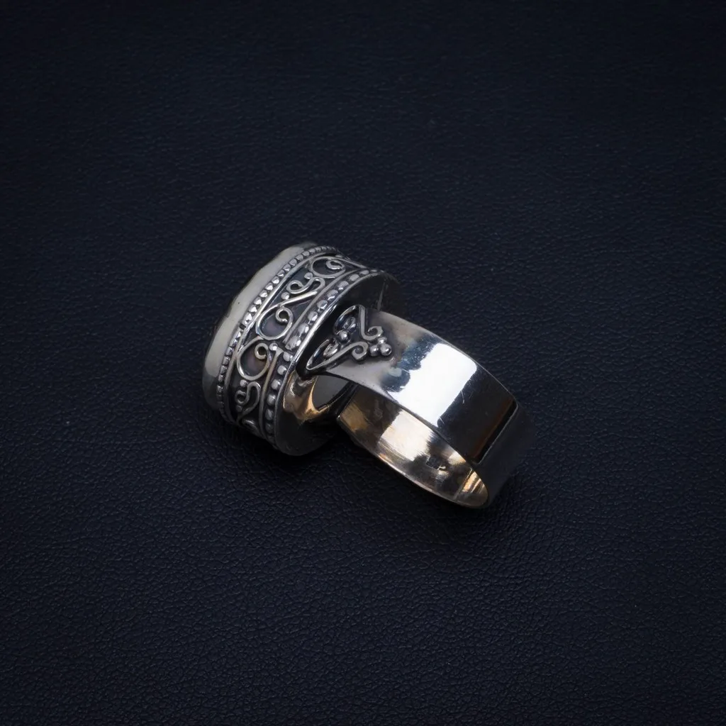 Фото Природный Мистический топаз ручной работы винтажное 925 пробы Серебряное кольцо