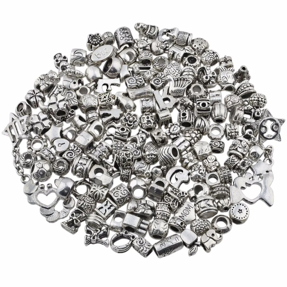 

TUMBEELLUWA 1/2lb (230g) Tibetan Silver Loose Charms European Beads for Jewelry Making DIY