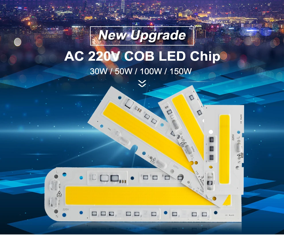 Светодиодный COB чип лампа AC 220 В 30 Вт 50 Вт 100 Вт 150 Вт Smart IC/светодиодный объектив для DIY светодиодный прожектор COB лампы