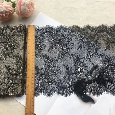 black 3 м/лот ресницы кружева 24 см ширина кружевная отделка кружевная ткань ручной работы DIY аксессуары для одежды - Цвет: black