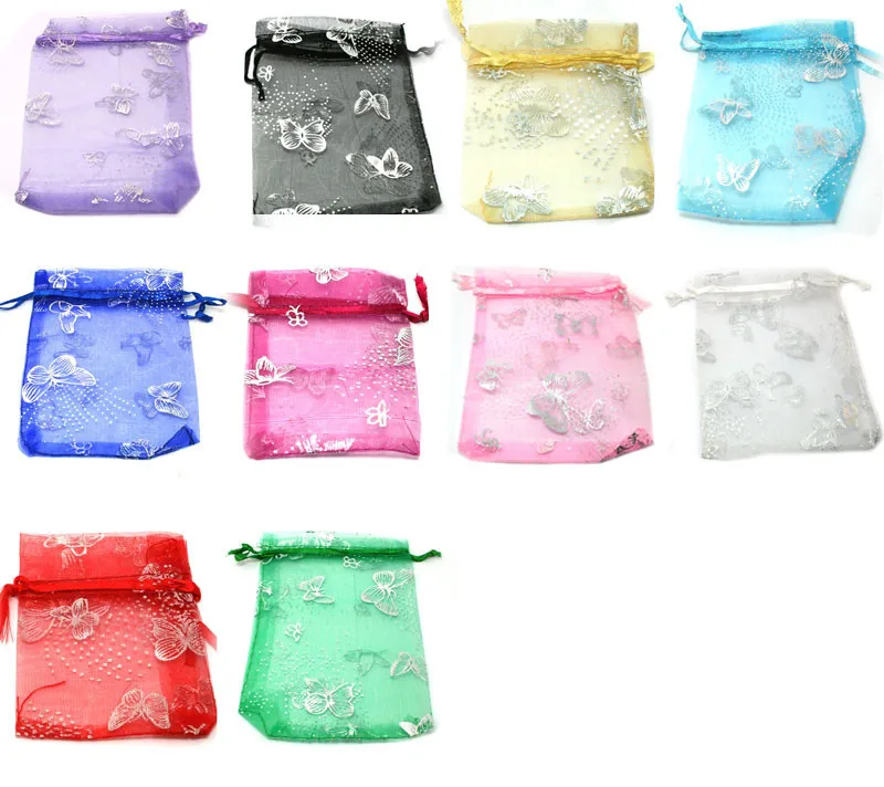 Wholesale100pcs 7x9 см 10 видов цветов смешивать китайские Рождество свадебный подарок мешок сумки из органзы Упаковка для ювелирных изделий подарочные мешочки