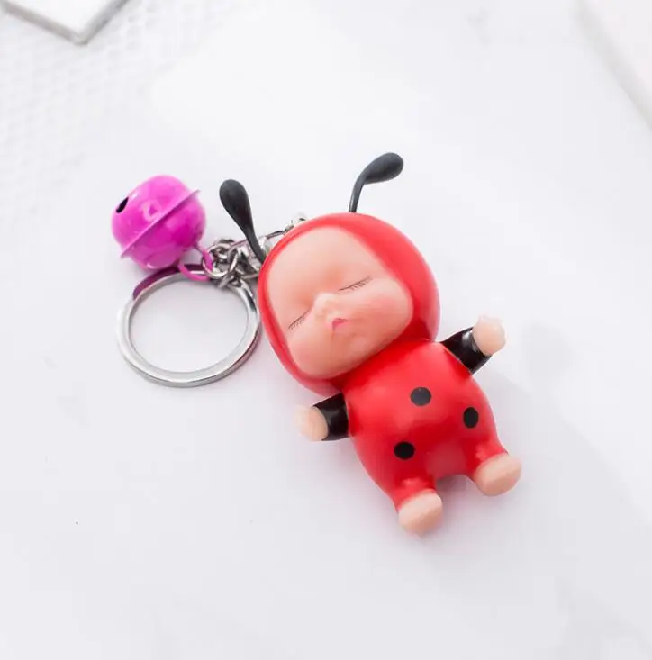 red Модный милый брелок Спящая кукла Kawaii, пчела, кролик, панда, медведь в форме мультяшного автомобиля, брелок, игрушка, ювелирное изделие для девочки - Цвет: red