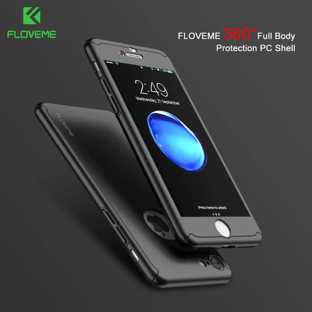 FLOVEME 360 полная защита телефона чехол для iPhone X 7 6 6s 8 плюс закаленное Стекло чехлы 5S
