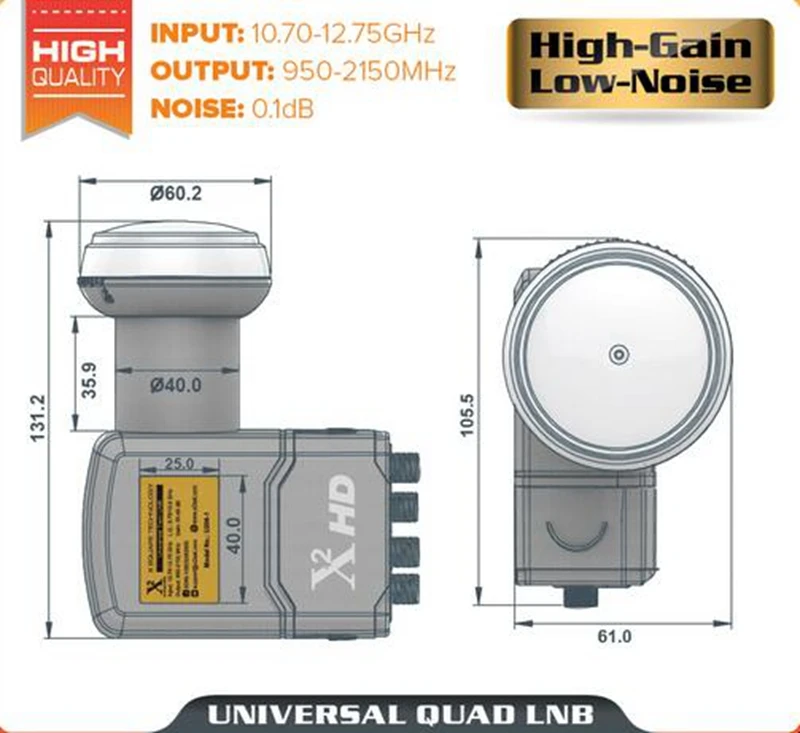 Заводская цена Премиум универсальный ku band quad lnb quad lnbf низкий уровень шума 0.1dB