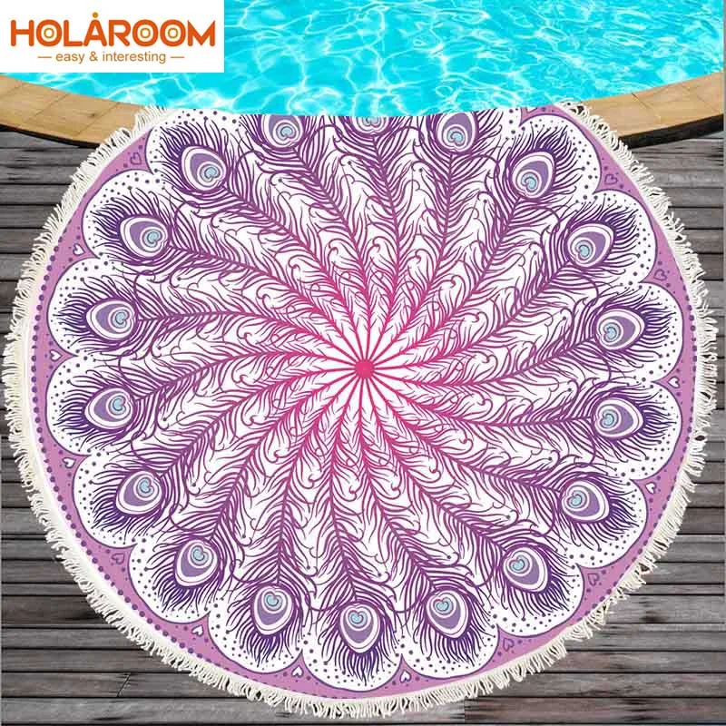 

Round Beach Towel With Tassels Mandala Printed Bath Towels Wall Tapestry Swimming Towel Blanket Microfiber 150cm Beach Towel