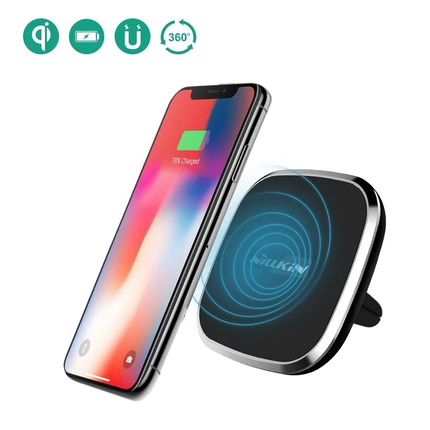 Nillkin Ци автомобиля Беспроводной Зарядное устройство Магнитная Air Vent Pad для iPhone X/8/8