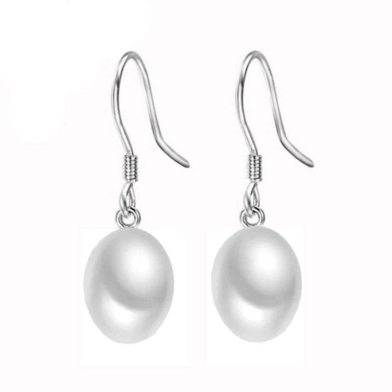 

Sinya Genuine 925 Sterling Silver hook earring with 8mm natural freshwater Pearl Luxury simple pearls fine jewelry 1lot=100pair