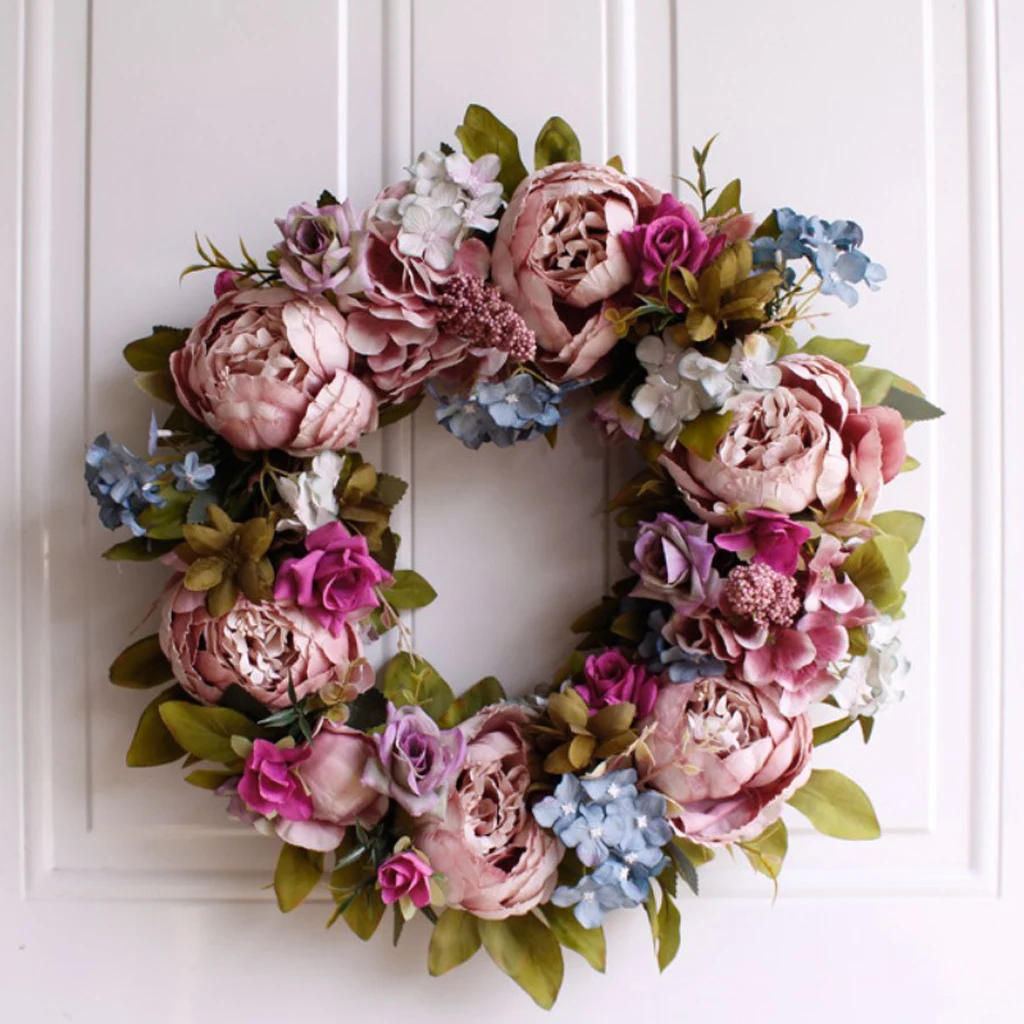 

Artificial Rattan Peony Flower Wreath Door Wreath Wedding Venue Home Decor
