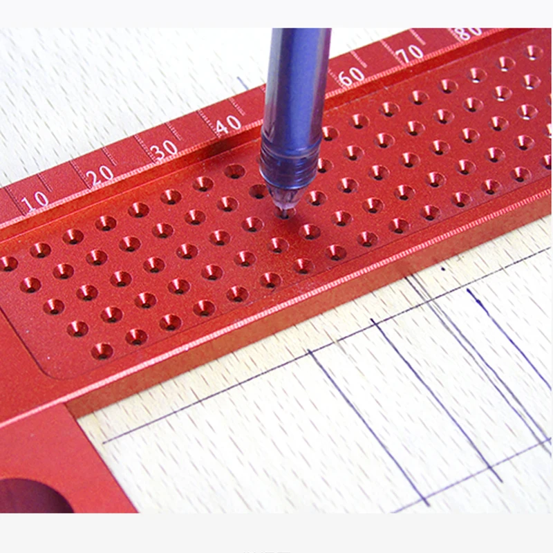 

90 degrees Precision Aluminium Square 200mm T-type Scribe Mark Line Drawing Ruler Cross-calibration Scribing Measuring Tool