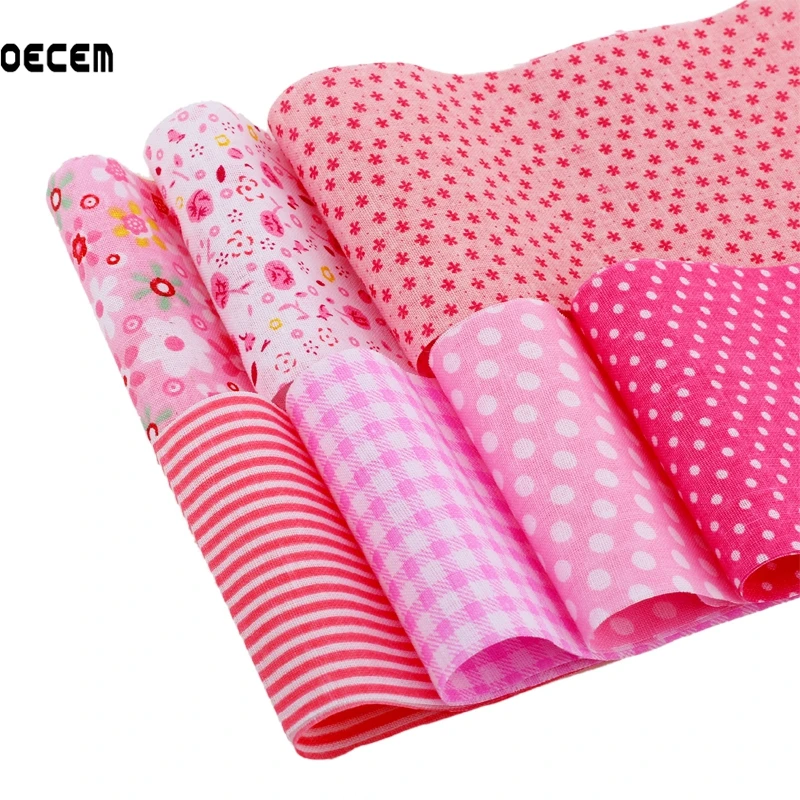 Pink Sets 100% Cotton Tissu Patchwork Fabric Stripes Jelly Roll Tilda Sewing Textile For DIY Crafts 5X50CM 7PCS/Lot | Дом и сад