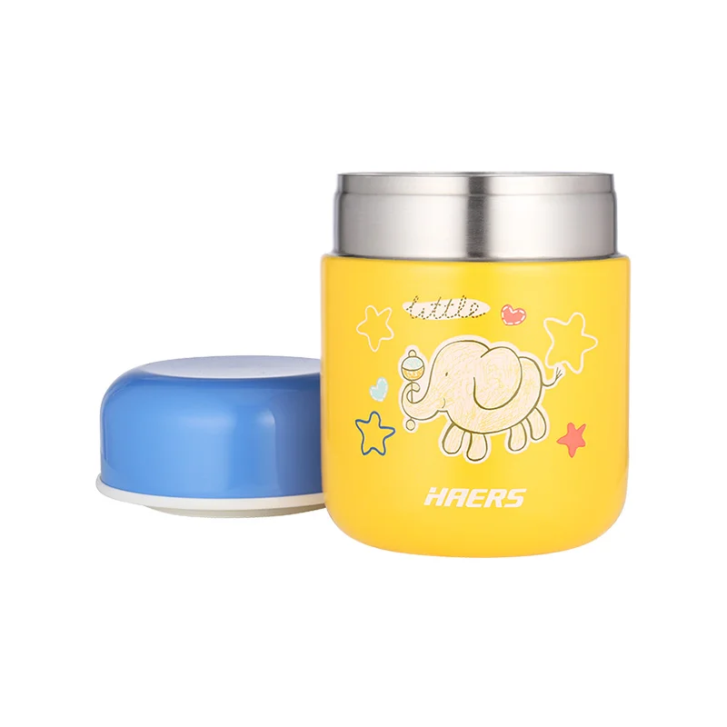 Haers мультфильм стиль дети фляжка BPA-free нержавеющая сталь вакуумная еда термос