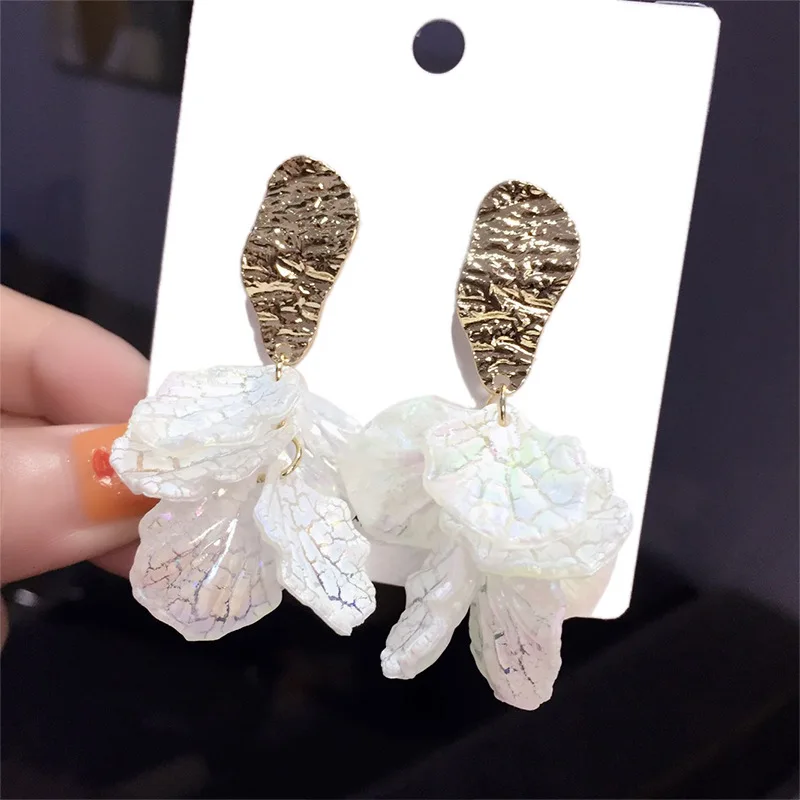 White Flower Earrings Women Accessorier Big Stud for Wedding Party Bohemian Acrylic Statement Boho Jewelry Gifts | Украшения и
