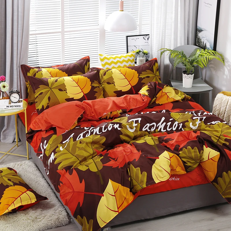 Комплект постельного белья с принтом кленовых листьев комплект из 4 предметов
