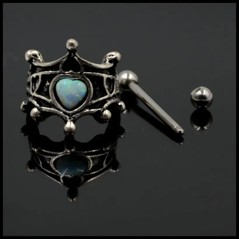 Hot Sale Pair 316l Surgical Steel With Opal Vintage Heart Oval Ear Cartilage Cuff Rings Piercing For Sexy Girls Jewelry 16g | Украшения и