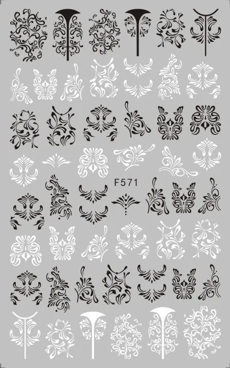 F серия F-458 письмо русский стикеры 3D на ногти nail Art Наклейка шаблон diy ногтей инструмент украшения - Цвет: F-571