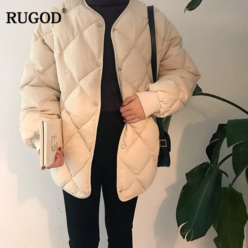 RUGOD/Новинка; модная зимняя одежда; однотонное Женское пальто; Повседневная хлопковая куртка с длинными рукавами; плотная теплая зимняя одежда; sueter mujer