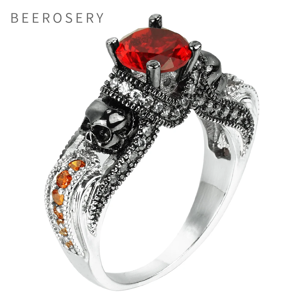 BEEROSERY &quotскелетная&quot тема кольцо с кубическим цирконием в стиле панк женские