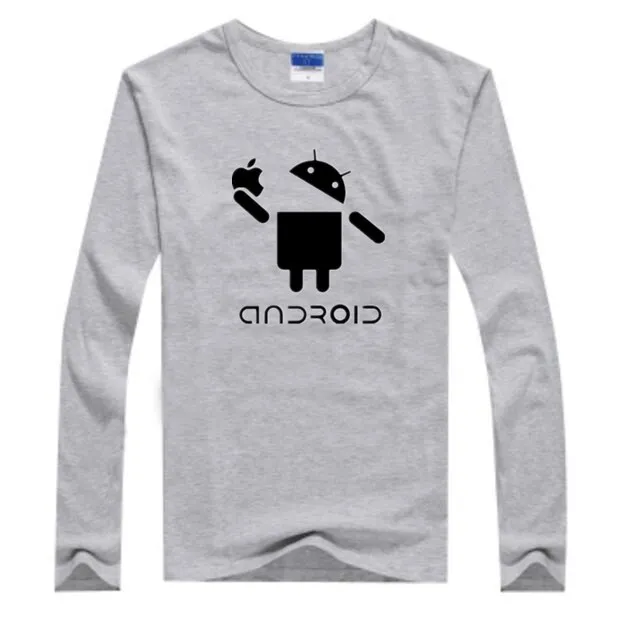 2017 творческая Android детская одежда футболка для мальчиков 100% хлопок Длинные