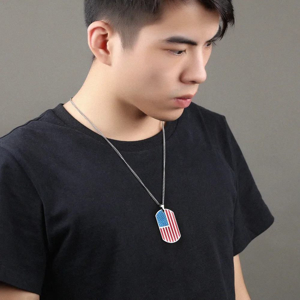 High quality classic pop American flag pendant Trend creative titanium steel men's necklace Jewelry gift 3-GX1236 | Украшения и