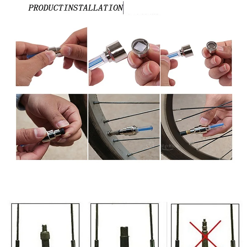 Bike Light Mountain Wheel Fluorescent Rods Hots Wheels Gas Nozzle Lights Bicycle Valve Lighting | Спорт и развлечения