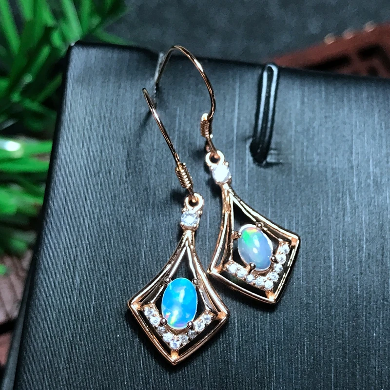 Ювелирные украшения женские Uloveido Blue Fire из серебра серьги в виде капель с опалом