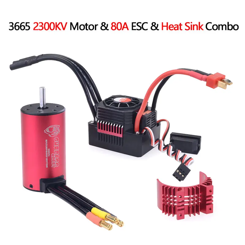 2300KV 80A Heat Sink 3665 водонепроницаемый комбо 1550KV 1800KV 2000KV 2300KV 2900KV 3500KV бесщеточный двигатель w/80A ESC для RC автомобиля 1/10 RC Рок-гусеничный - Цвет: 2300KV 80A Heat Sink