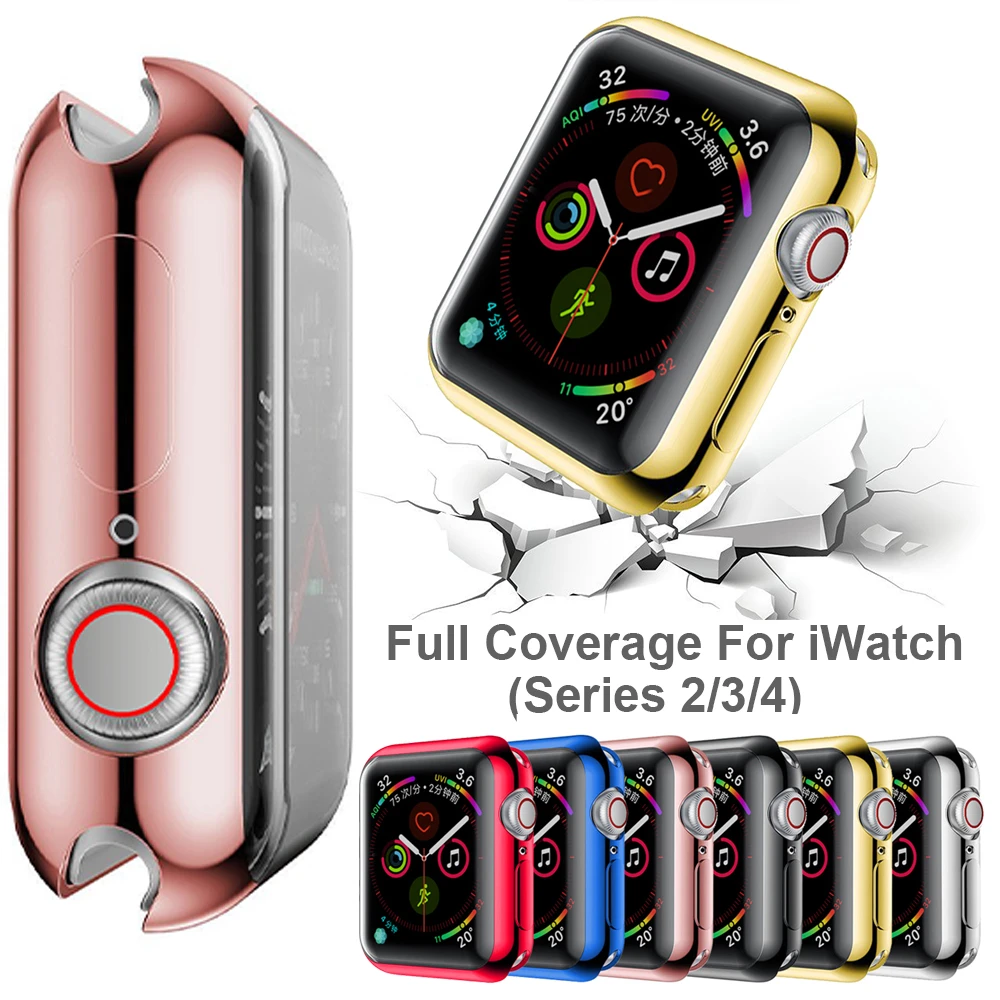 Модный 360 градусов Тонкий чехол для часов Apple Watch 3/2 42 мм 38 мм чехол мягкий прозрачный TPU протектор экрана для iWatch 4 44 мм 40 мм